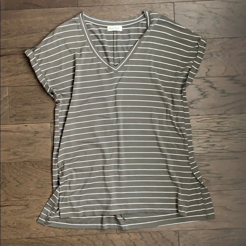 Olive green Striped tunic tee